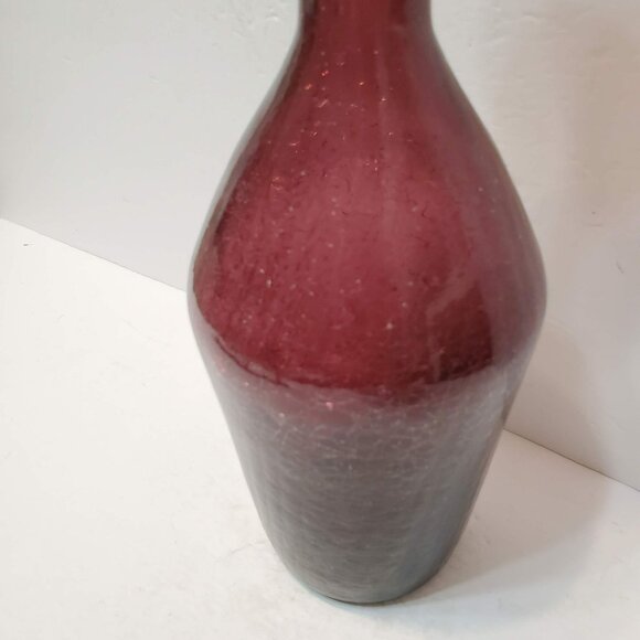 Pilgrim Glass Hand Blown Bottle Decanter, 13" Crackle Art Amethyst Purple MCM - Picture 10 of 10